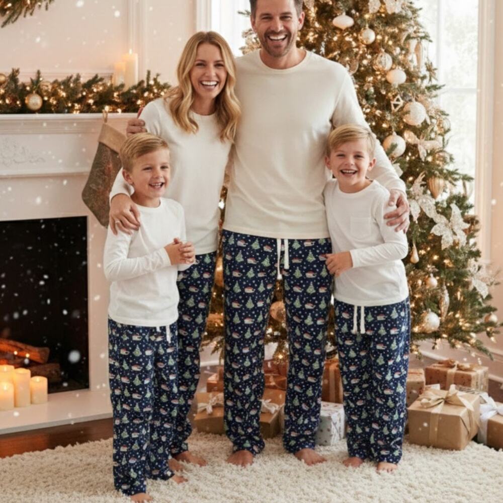 Vineyard Vines Flannel Pajama Pants Christmas Santa Whales Womens XS Blue
